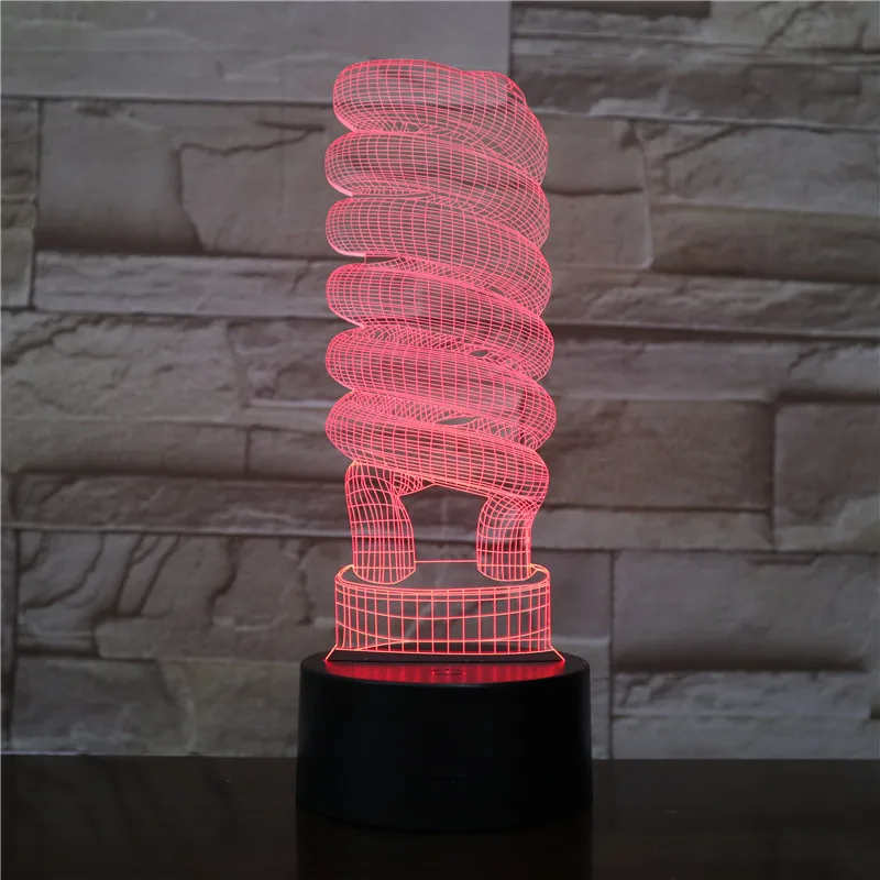 

3D-1003 Spiral Bulb Art Decoration 3D Lamp Visual Light Effect Color Changing with Remote Best Decoration Led Night Light Lamp