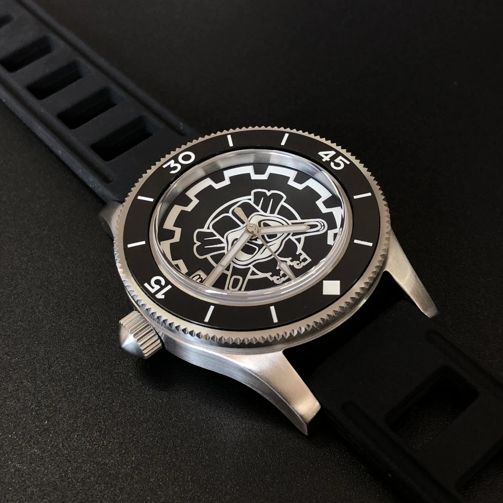 Мужские автоматические часы для ныряльщиков, часы из нержавеющей стали, 300 м, водостойкие, с керамическим ободком, модные часы, светящиеся