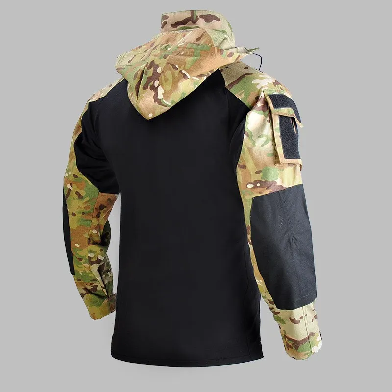 Mens G3 Hooded Training Tops Fans Long Sleeve Camouflage Suits Clothes Shirt Pants Set Navy Blue