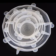 Силиконовые крышки прочные растягивающиеся Жаростойкие подходит для всех размеров контейнеры для сохранения продуктов питания крышки пищевые обертывания 6 шт многоразовые