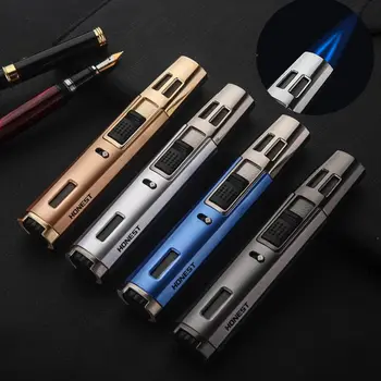 

Windproof Torch Lighter Double Cross Flame Butane Gas Outdoor Metal Portable Long Strip Cigarette Cigar Lighter Gadgets For Men