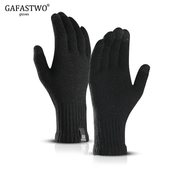 

Winter Warm Men Women Touch Screen Knitted Gloves Fashion Simple Solid Color Wool Gloves Plus Velvet Students Korean Version