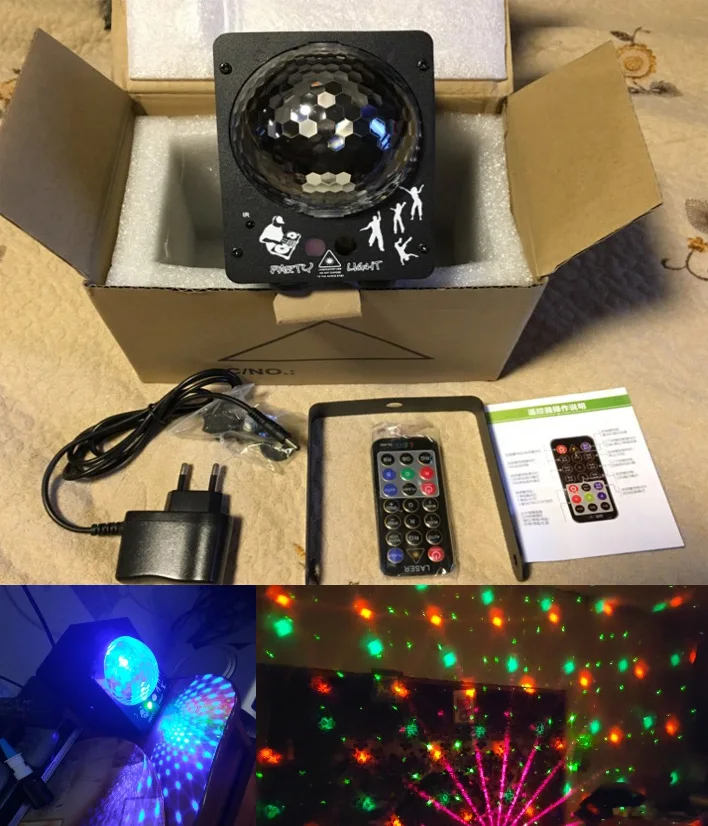 RGB светодиодный хрустальный диско-магический шар с 60 узорами RG лазерный проектор DJ вечерние праздничные Бар Рождество сценическое освещение