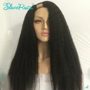 

150% Density Kinky Straight U Part Wig Human Hair Wigs Brazilian Remy Hair Natural Color With Adjustable Strap Slove Rosa