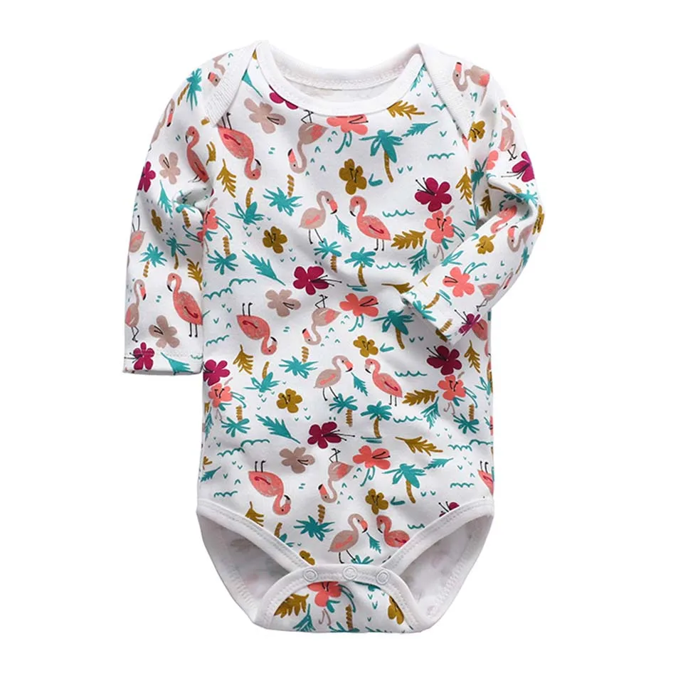 Newborn Baby Clothes Long Sleeved Cotton Baby Bodysuits Cartoon Leaves Print Infant Jumpsuits Body Suits Autumn