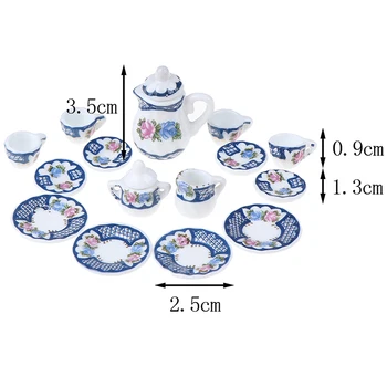 

1:12 Doll House Kitchen Miniature Porcelain Ceramic Tea Cup Set Flower Tableware Kitchen Doll House