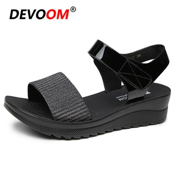 

New Black Sandals Women Sandalias Mujer 2020 Summer Beach Platform Shoes Woman Non-Slip Wedge Ladies Sandals Sandalia Feminina