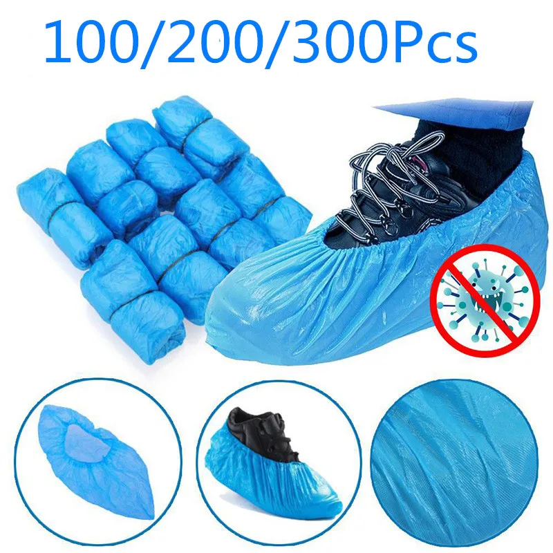 100/200/300Pcs Shoes Cover Case Disposable Plastic Anti Droplet Dust
