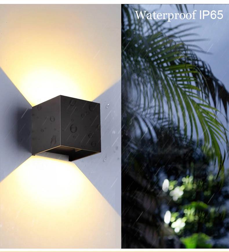 Регулируемый 6 W светодиодный настенный светильник IP65 Водонепроницаемый дома и улицы Алюминий настенный светильник поверхностного