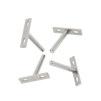 

HTHL-4pcs 10mm x 70mm Metal Hidden Concealed Invisible Shelf Support - 3 Inch Hardened - Low Profile Blind Mounts for wall Shelv