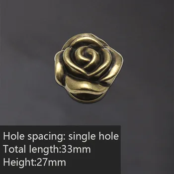 Furniture Knob Wardrobe Drawer Handles Kitchen Cabinet Door Pull Classical Bronze Rose Flower Shape Single Hole and 96mm Spacing