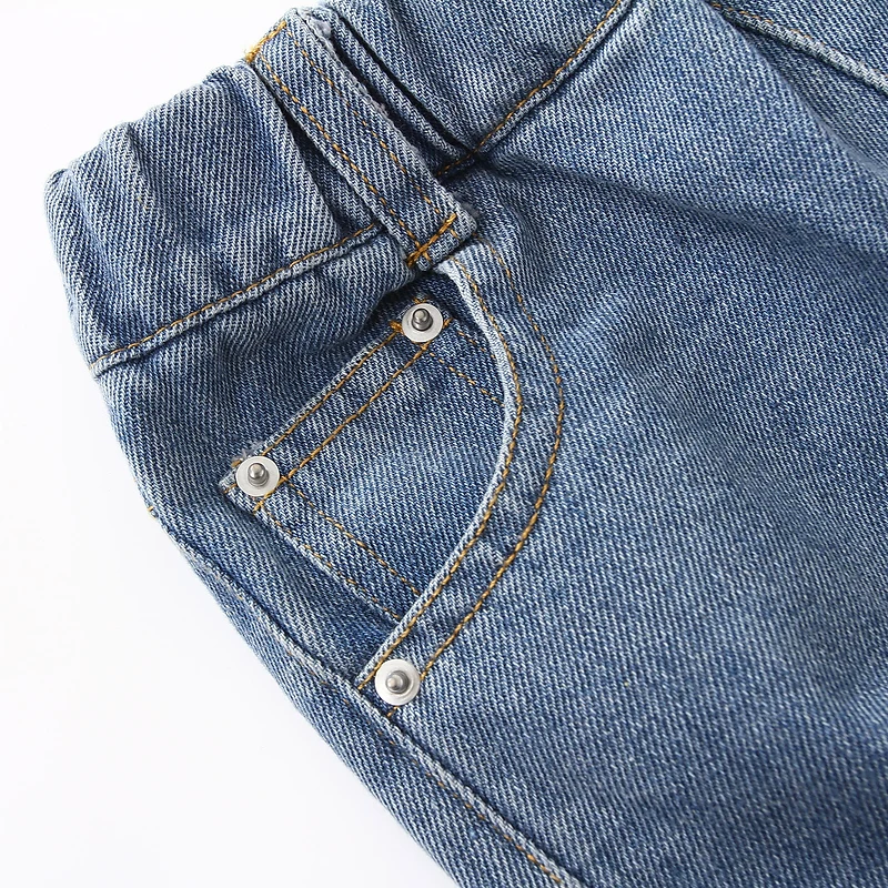 Spring Autumn Children's Boys Jeans Denim Zipper Pocket Patchwork For 2 3 4 5 6 8 10 12 Years Kids pants boys jeans