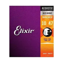 

Elixir Nanoweb 11027 Coating 80/20 Bronze Acoustic Guitar Strings Custom Light 011-052