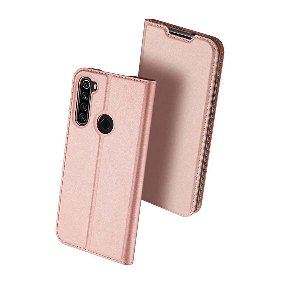 Чехол-книжка для Xiaomi mi Red mi Note 8T с отделением для карт и подставкой из искусственной кожи TPU Мягкий защитный чехол-бампер для мобильного телефона - Цвет: Rose Golden