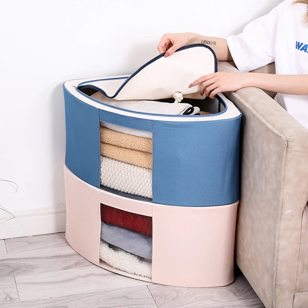 

Stackable Foldable Storage Box with HandleDust-Proof Oxford Cloth Corner Container Home Organizer for Sundries Underwear Clothes