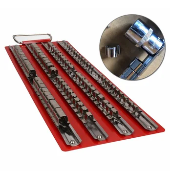 

1/4 3/8 1/2" Drive Socket Holder Storage Slot Chrome Vanadium Steel Rack