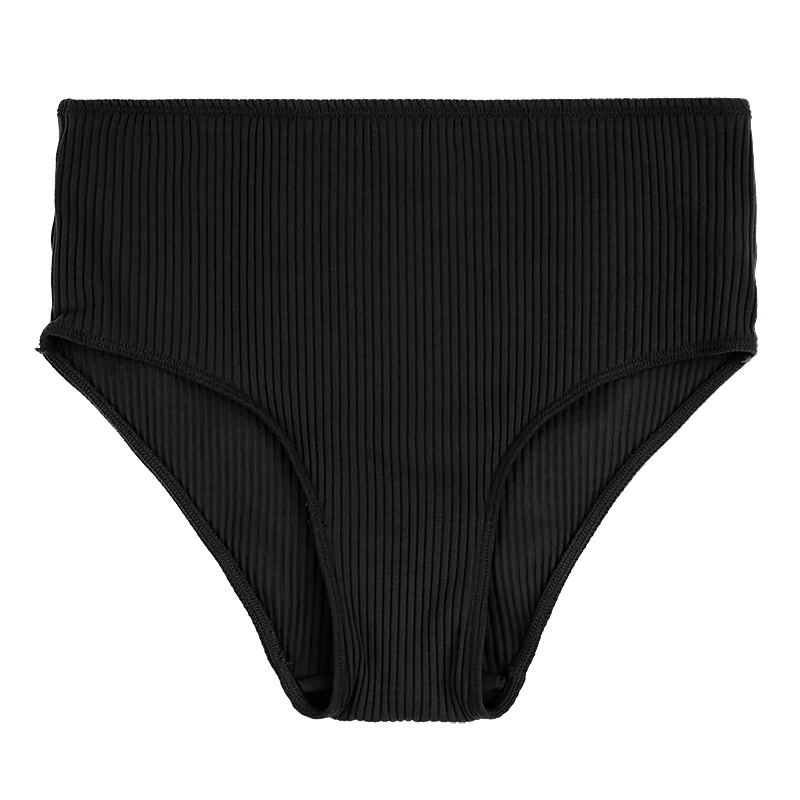 Black high waist TERMEZY, высококачественные хлопковые трусы, женские модные трусы-боксеры в полоску, для благородных девушек, низкая талия, одноцветные стринги, трусы, нижнее белье - Цвет: Black high waist