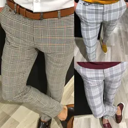 3 цвета мужские клетчатые брюки формальные Смарт повседневные офисные брюки деловые брюки