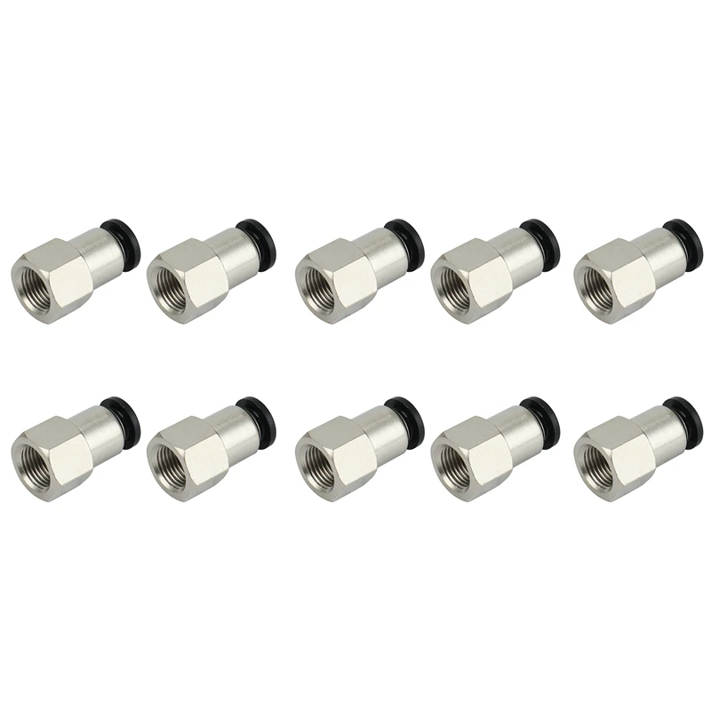 10 Pack Pneumatic Push To Connect Air Fittings, 1/4Inch Tube OD X 1
