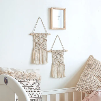 

Macrame Wall Hanging Handwoven Cotton Rope Boho Tapestry Home Party Decoration Minimalist Style Photography Props