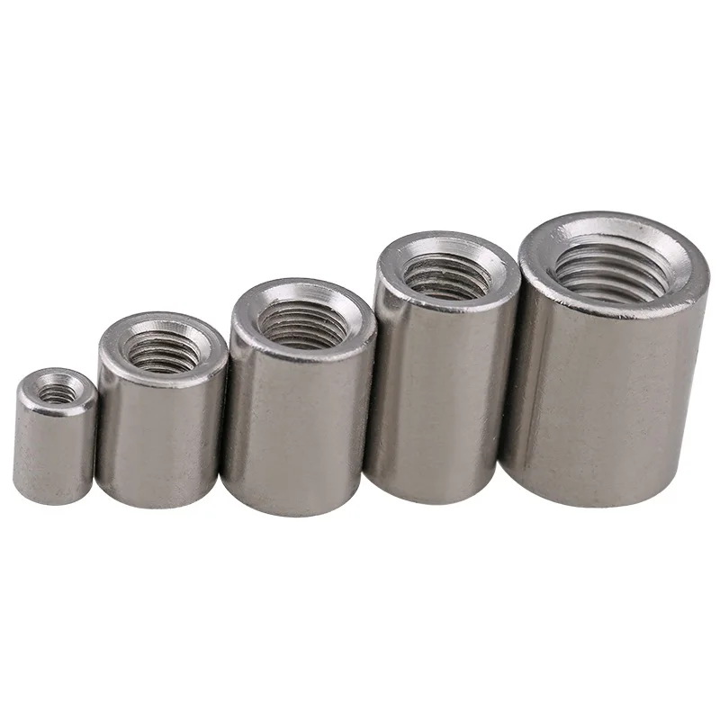 

304 stainless steel fine teeth long round nut nut fine pitch connection nut M8M10M12M14M16 Pitch 1.0 1.25 1.5 height 20 25 30