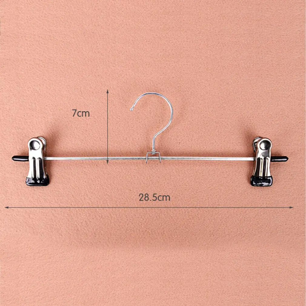 Trouser Pants Skirt Hangers High Quality Stainless Steel Stand Holder With 2 Clips Home Storage Clothes Hangers