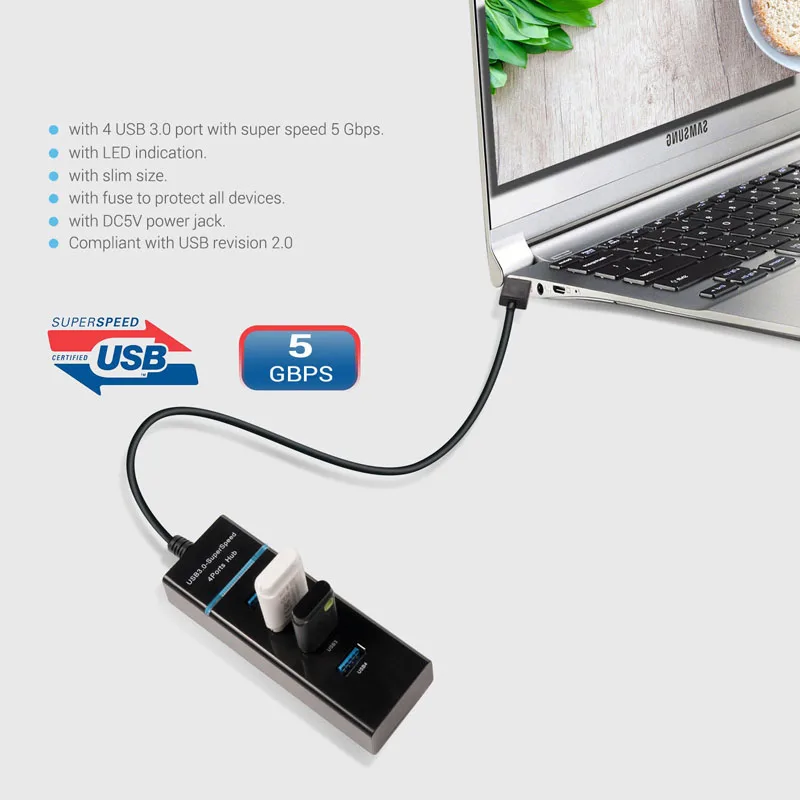 Мини-usb-концентратор 3,0 многопортовый usb-адаптер 3,0 Супер скорость 5 Гбит/с 4 порта USB 3,0 концентратор компьютера Periphearls для ПК ноутбука