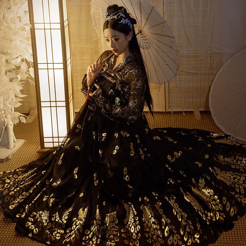 Hanfu Women Traditional Chinese Dance Costumes Black Gold Fairy Dress  Chinese Opera Rave Outfit Ancient Chinese Costume DNV12775|Chinese Folk  Dance| - AliExpress