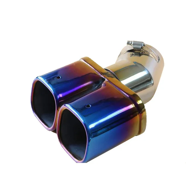 Car Cover Muffler Exterior End Pipe Dedicate Stainless Steel Exhaust Tip Tail Outlet Fit For Nissan Qashqai J11 - Цвет: Синий