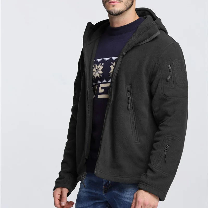 Military Tactical Soft Shell Fleece Jacket Men Army Polartec Sportswear Thermal Hunt Hiking Big Size Hoodie Jackets Male
