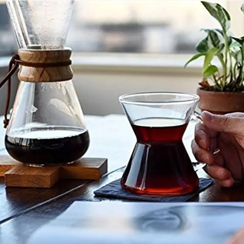 400ML 600ML 800ML Resistant Glass Coffee Kettle Stainless Steel Filter Dripper Anti-Scald Wooden Handle Brewer Pot Barista Tools coffee kettle