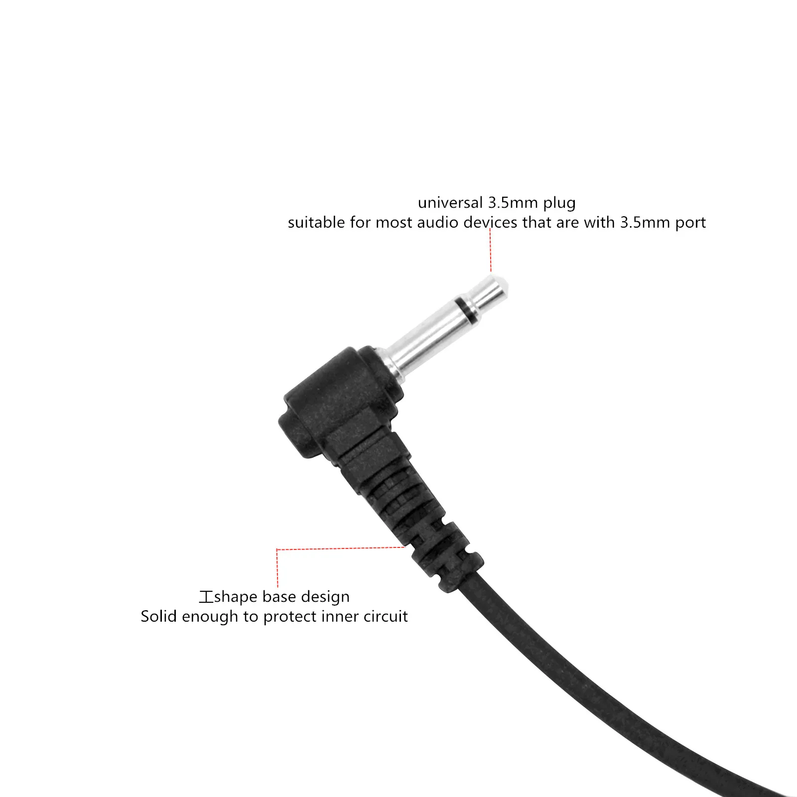 Acoustic Tube Earpiece, Listen Only Headset, Radio or Walkie Talkie Mic, 3.5mm