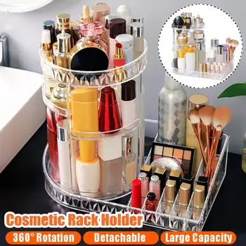 

360 Degree Rotation Transparent Acrylic Cosmetics Storage Box Fashion Spin Multi-function Detachable Makeup Beauty Organizer
