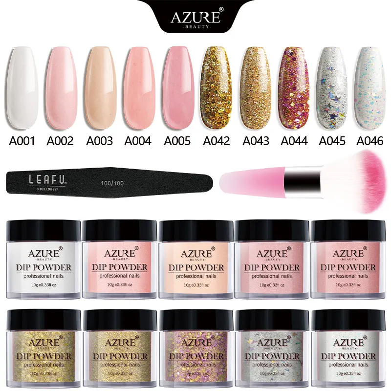 Azure beauty, 12 шт./лот, новейший цветной погружающийся порошок для нейл-арта, натуральный сухой голографический погружающийся порошок с пигментным блеском, набор для ногтей - Цвет: 5
