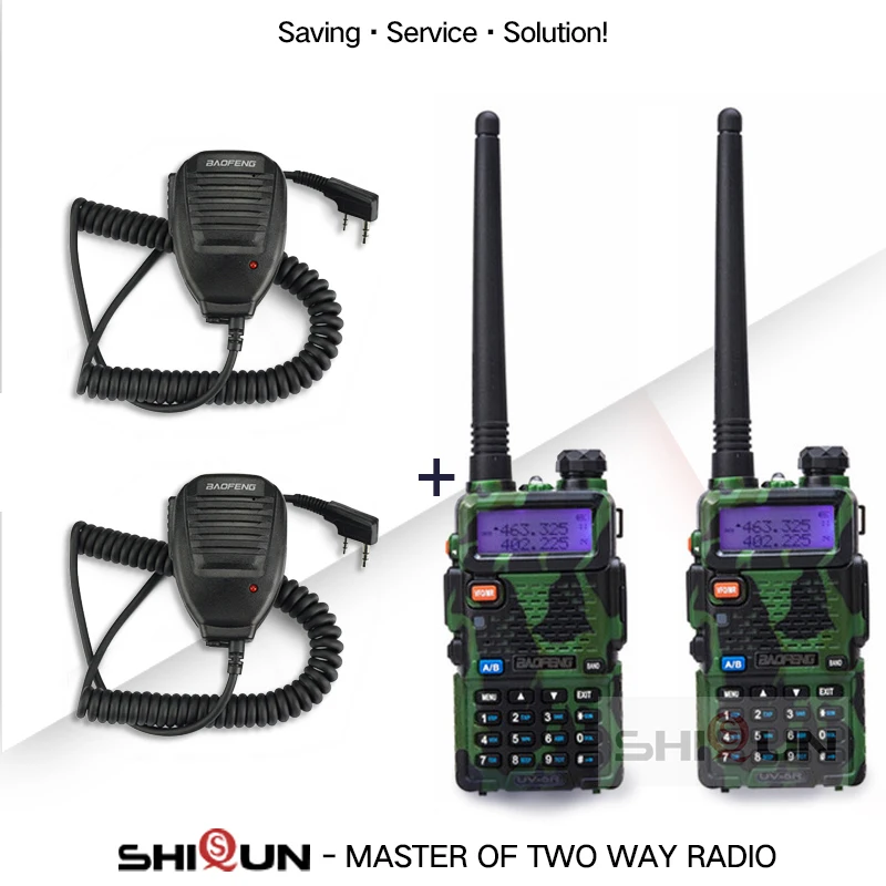 2 шт. Baofeng BF-UV5R Любительское радио портативная рация Pofung UV-5R 5 Вт VHF/UHF радио двухдиапазонное двухстороннее радио UV 5r CB радио - Цвет: Camo-Mic