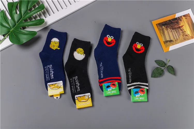Gudetama Crew коралловые флисовые Носки для женщин теплые хлопковые Забавные милые носки Kawaii мультфильм аниме Harajuku уличная одежда Улица Сезам