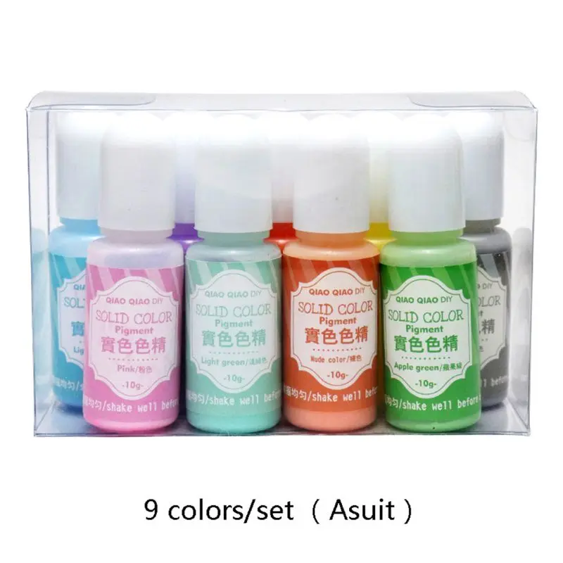 9 Pcs/set Solid Color Resin Dye Epoxy UV Coloring Pigment DIY Handmade Craft Art Set Jewelry Making Filler