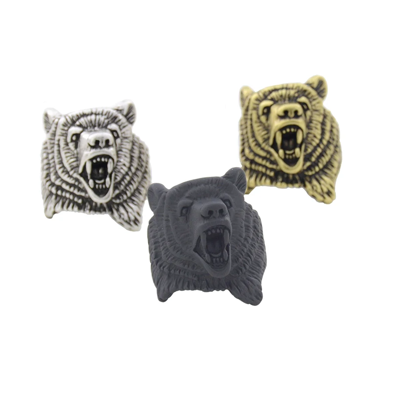 1 шт., металлическое черное кольцо Викинга, ревущего медведя гризли, Anel, мужские античные кольца в стиле ретро, кольца с животными, полярным медведем, уникальный подарок бойфренду