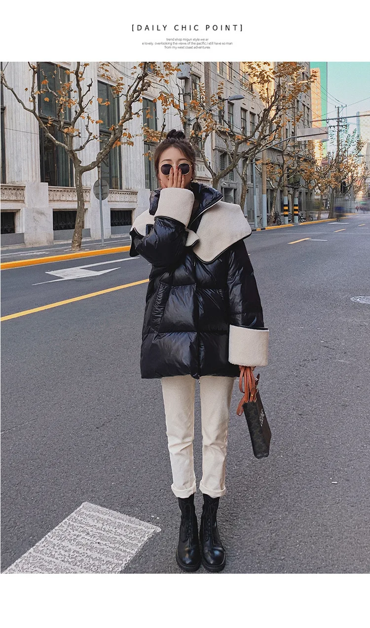 Winter New Patchwork Cotton-Padded Coat Women's Mid-Length Loose Cotton Coat plus Velvet Thickened Work Clothes Cotton Coat warmest winter coats for women