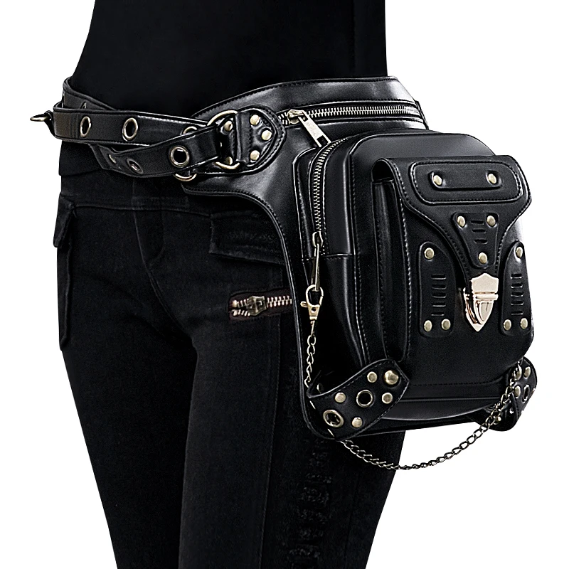 Женская поясная сумка женская поясная сумка маленькая сумка для ног сумки стимпанк Готическая сумка-мессенджер Хип-Хоп сумка-бум модная сумочка T80