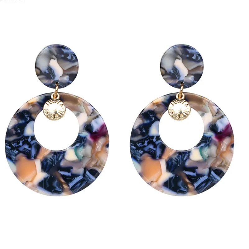 Женские серьги в богемном стиле яркие Винтажные с большим круглым листом