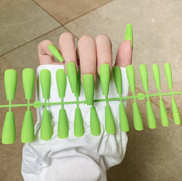 Solid Color Matte Super Long Coffin False Nail Ballet Press on Nails Tips for Nails Art Artificial Fingernails Fake TJP1170-Y18
