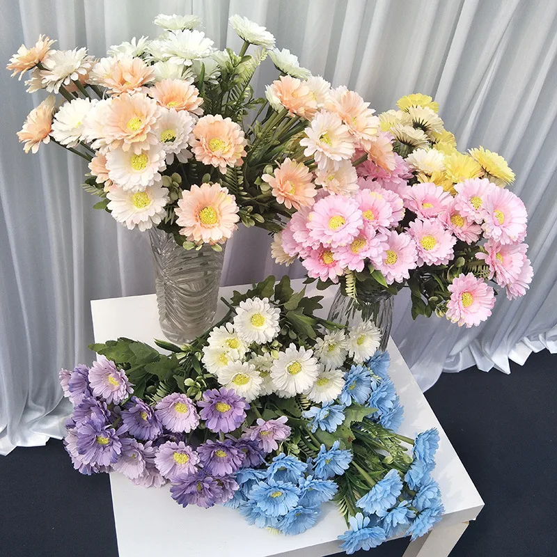 10Head Simulation Gerbera Bunches Home Wedding Decoration Flowers Artificial Flower Set Simulation Plant Pot QW74 (4)