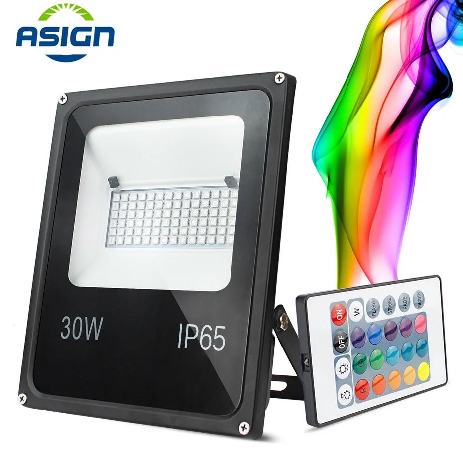 20 Вт 30 50 RGB Светодиодный прожектор 16 цветов IP65 Водонепроницаемый Прожектор AC200V-240V