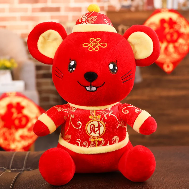 2020 Chinese New Year Stuffed Plush Rat Year Toy Gifts For Kids Plush Red Mouse in 3