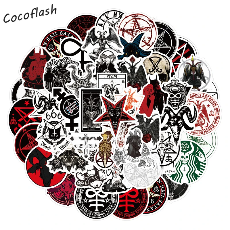 10/50pcs/pack Cool Satan Demon Gothic Cartoon Mixed Pvc Waterproof Graffiti Stickers For Diy Laptop Luggage Skateboard Toy Case