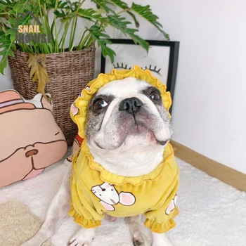 

Snailhouse 2020 New Pets Double-sided Mink Velvet Pajamas Cute Fashion Dogs Sweater Yellow Print Pattern Dogs Soft Clothes Puppy