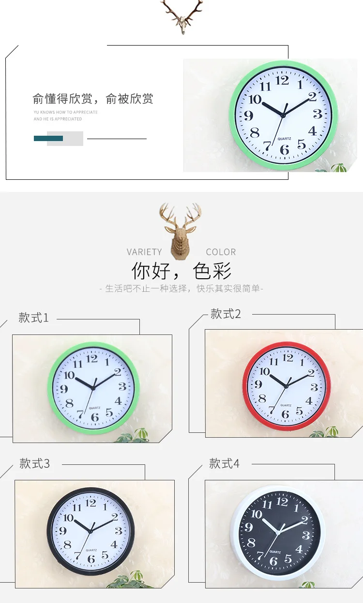 Currently Available Circle Simple Digital Wall Clock Korean Style Home Decoration Plastic Wall Clock Living Room Wall Decorative