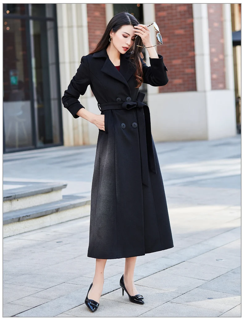 Autumn/winter New Women's Casual Wool Blend Trench Coat Oversize Cashmere Coats Cardigan Long Coat With Belt