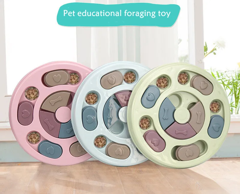

Pet Training Puzzle Dog Toy Slow Food Bowl Leaking Food Reward Dog Game Disc Board Funny Slow Eat Biting Dog Interactive Toys
